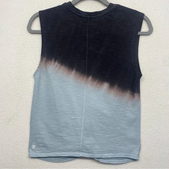 Zella Tank Blouse Cropped Knot Tie Dip Dye Blue XS - Picture 2 of 7